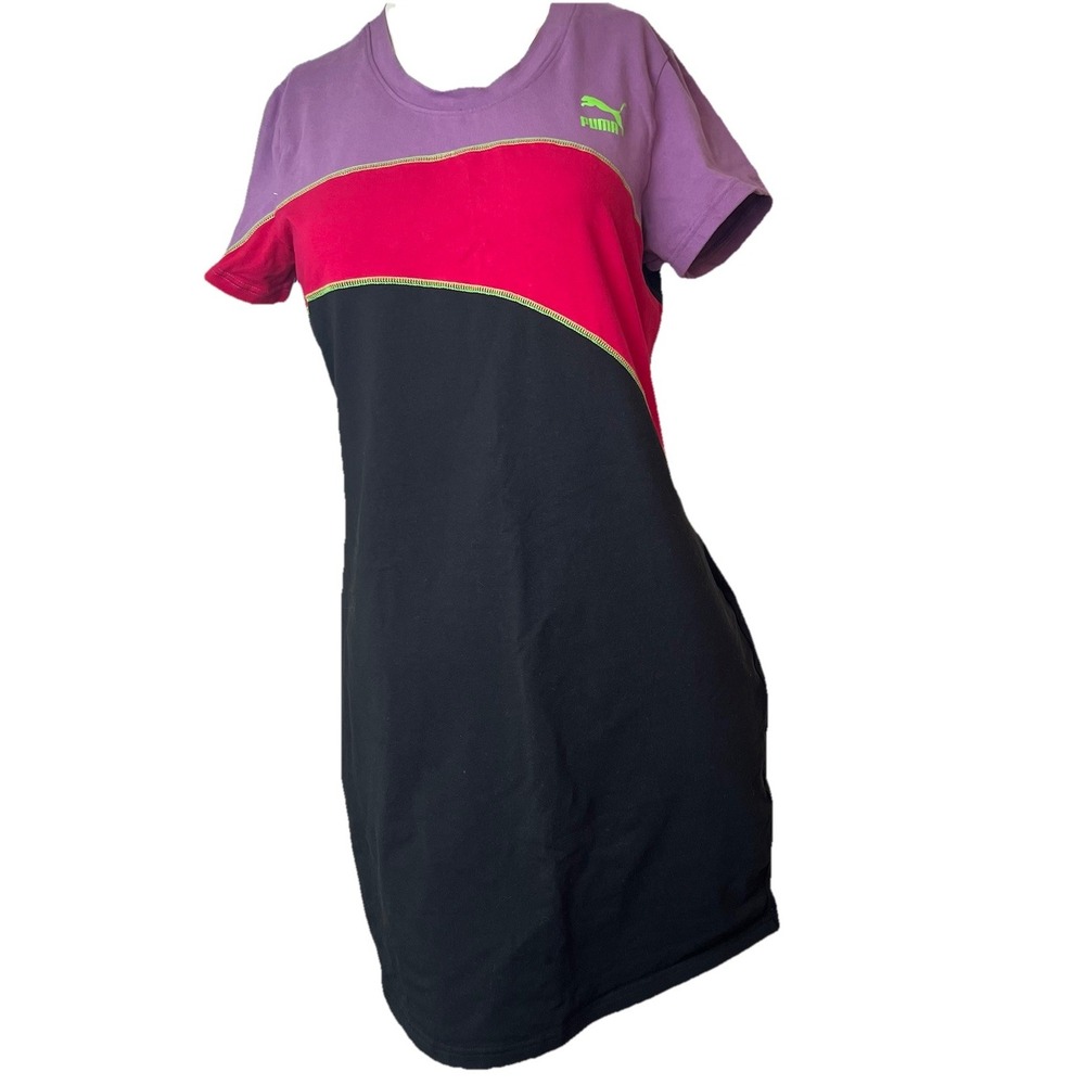 PUMA Short Sleeve Cotton Spandex  T-Shirt Dress Women's Casual Large